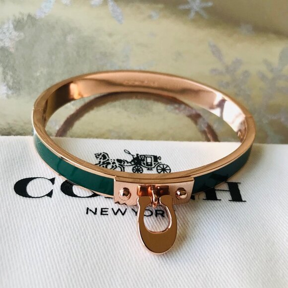 Coach Bracelet Signature C Enamel Hinged Bangle Bracelet  New without Tag - Picture 2 of 6